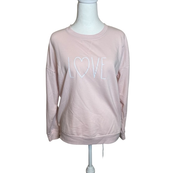 RAE DUNN Crewneck Love Sweatshirt Small Soft Pink Valentine’s Day Casual Novelty - Picture 1 of 9